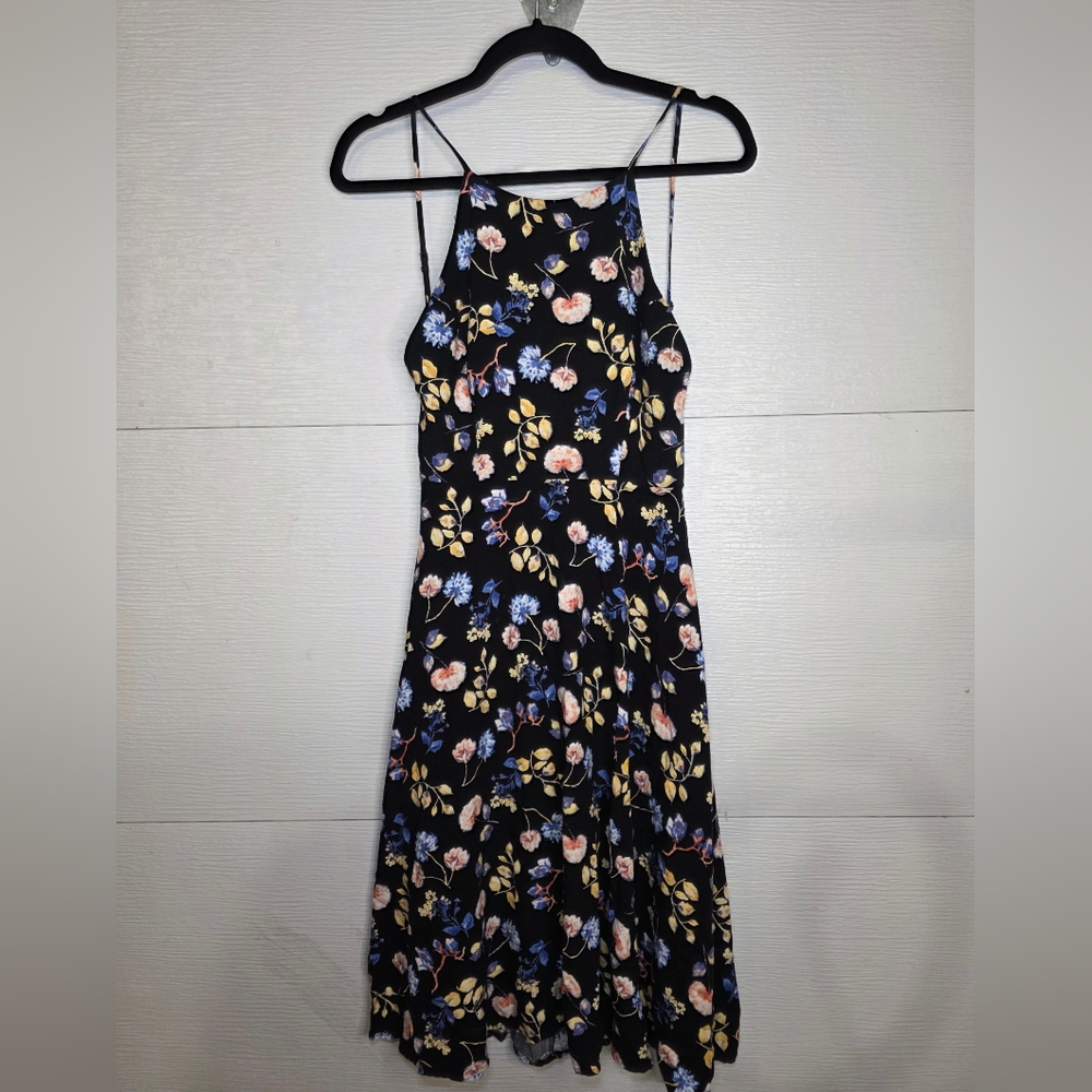 Forever 21 Navy Floral Midi Dress